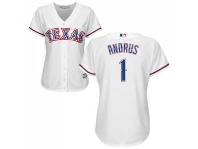 Women's Texas Rangers #1 Elvis Andrus White Home Stitched MLB Jersey