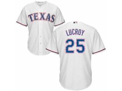 Youth Majestic Texas Rangers #25 Jonathan Lucroy Authentic White Home Cool Base MLB Jersey
