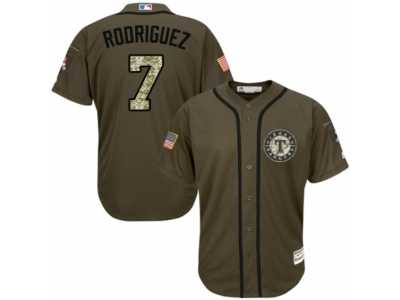 Youth Majestic Texas Rangers #7 Ivan Rodriguez Authentic Green Salute to Service MLB Jersey