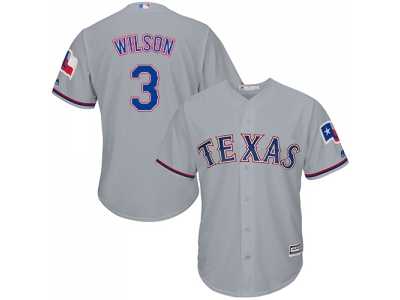 Youth Texas Rangers #3 Russell Wilson Grey Cool Base Stitched MLB Jersey