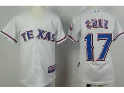 Youth mlb Texas Rangers #17 Nelson Cruz white[Cool Base]