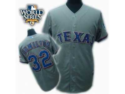 kids 2010 World Series Patch Texas Rangers #32 Josh Hamilton grey