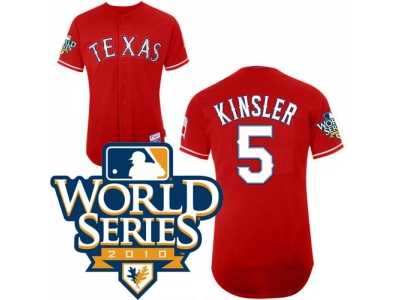kids 2010 World Series Patch Texas Rangers #5 Ian Kinsler red