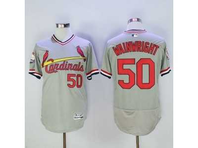 Men St. Louis Cardinals #50 Adam Wainwright Majestic Grey Flexbase Authentic Cooperstown Collection Player Jersey