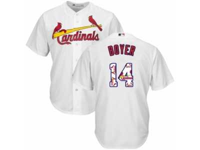 Men's Majestic St. Louis Cardinals #14 Ken Boyer Authentic White Team Logo Fashion Cool Base MLB Jersey