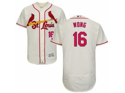 Men's Majestic St. Louis Cardinals #16 Kolten Wong Cream Flexbase Authentic Collection MLB Jersey