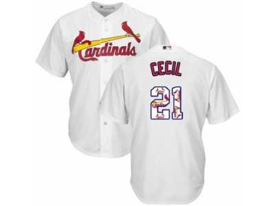 Men's Majestic St. Louis Cardinals #21 Brett Cecil Authentic White Team Logo Fashion Cool Base MLB Jersey