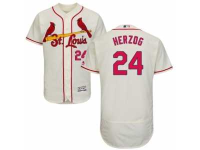 Men's Majestic St. Louis Cardinals #24 Whitey Herzog Cream Flexbase Authentic Collection MLB Jersey