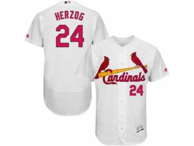 Men's Majestic St. Louis Cardinals #24 Whitey Herzog White Flexbase Authentic Collection MLB Jersey