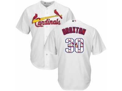 Men's Majestic St. Louis Cardinals #30 Jonathan Broxton Authentic White Team Logo Fashion Cool Base MLB Jersey