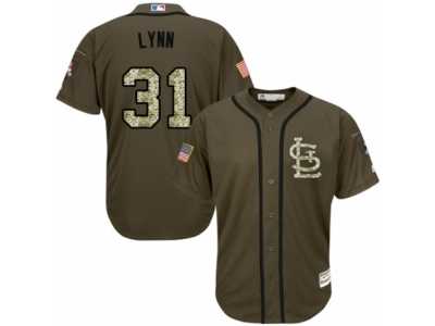 Men's Majestic St. Louis Cardinals #31 Lance Lynn Authentic Green Salute to Service MLB Jersey