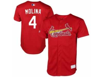 Men's Majestic St. Louis Cardinals #4 Yadier Molina Replica Red New Cool Base MLB Jersey