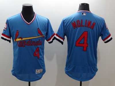 St. Louis Cardinals #4 Yadier Molina Light Blue Flexbase Authentic Collection Cooperstown Stitched Baseball Jersey