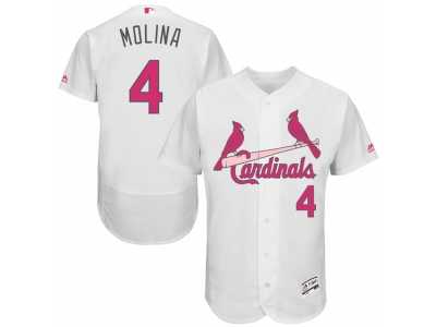St. Louis Cardinals #4 Yadier Molina White Home 2016 Mother's Day Flex Base Jersey