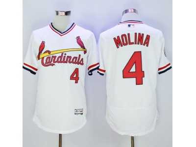St.Louis Cardinals #4 Yadier Molina White Flexbase Authentic Collection Cooperstown Stitched Baseball Jersey