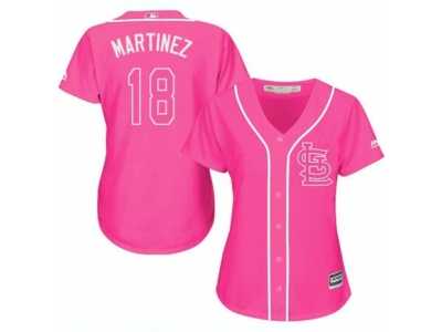 Women's Majestic St. Louis Cardinals #18 Carlos Martinez Replica Pink Fashion Cool Base MLB Jersey