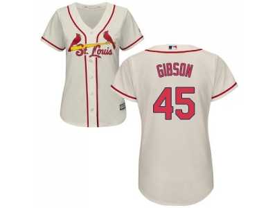 Women's St.Louis Cardinals #45 Bob Gibson Cream Alternate Stitched MLB Jersey