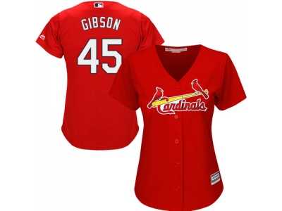 Women's St.Louis Cardinals #45 Bob Gibson Red Alternate Stitched MLB Jersey