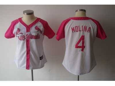 women mlb st.louis cardinals #4 molina white pink[2012]