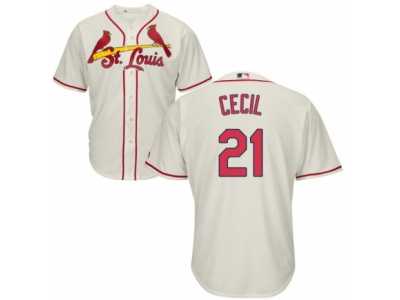 Youth Majestic St. Louis Cardinals #21 Brett Cecil Authentic Cream Alternate Cool Base MLB Jersey