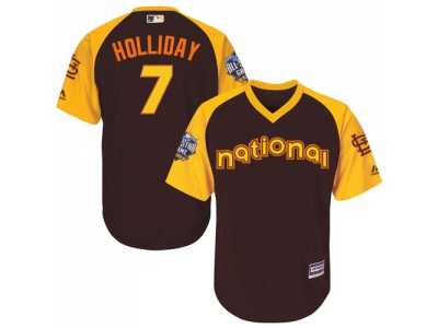 Youth Majestic St. Louis Cardinals #7 Matt Holliday Authentic Brown 2016 All-Star National League BP Cool Base MLB Jersey