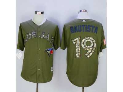 MLB Men Toronto Blue Jays #19 Jose Bautista Green Camo New Cool Base Stitched Jersey