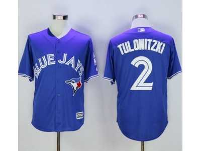 Men Toronto Blue Jays #2 Troy Tulowitzki Blue New Cool Base 40th Anniversary Stitched Baseball Jersey