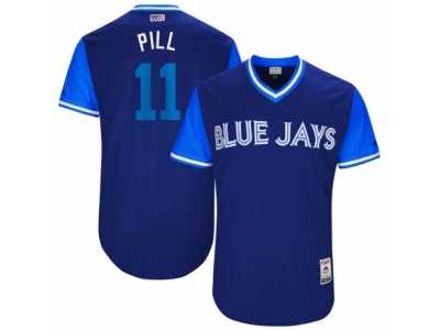 Men's 2017 Little League World Series Blue Jays #11 Kevin Pillar Pill Royal Jersey
