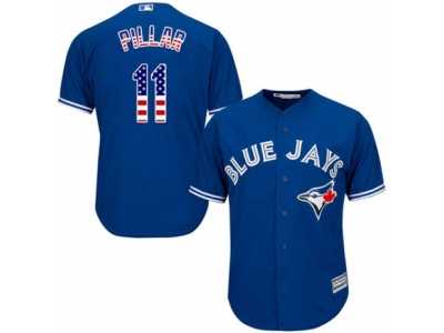Men's Majestic Toronto Blue Jays #11 Kevin Pillar Replica Royal Blue USA Flag Fashion MLB Jersey