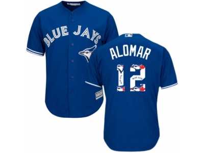 Men's Majestic Toronto Blue Jays #12 Roberto Alomar Authentic Blue Team Logo Fashion MLB Jersey
