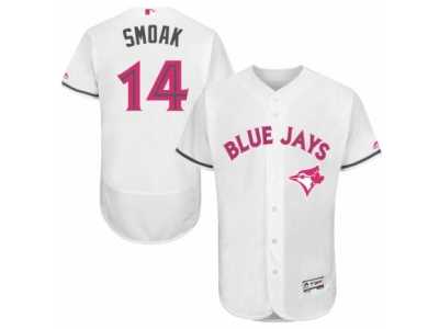 Men's Majestic Toronto Blue Jays #14 Justin Smoak Authentic White 2016 Mother's Day Fashion Flex Base MLB Jersey