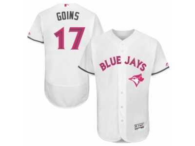 Men's Majestic Toronto Blue Jays #17 Ryan Goins Authentic White 2016 Mother's Day Fashion Flex Base MLB Jersey