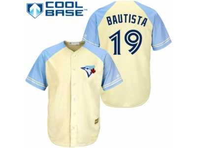 Men's Majestic Toronto Blue Jays #19 Jose Bautista Replica Cream Exclusive Vintage Cool Base MLB Jersey
