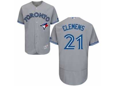 Men's Majestic Toronto Blue Jays #21 Roger Clemens Grey Flexbase Authentic Collection MLB Jersey