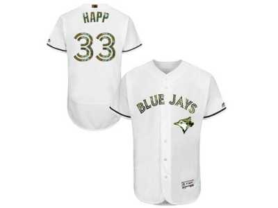 Men's Majestic Toronto Blue Jays #33 J.A. Happ Authentic White 2016 Memorial Day Fashion Flex Base MLB Jersey