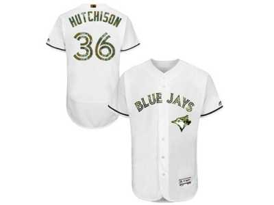 Men's Majestic Toronto Blue Jays #36 Drew Hutchison Authentic White 2016 Memorial Day Fashion Flex Base MLB Jersey
