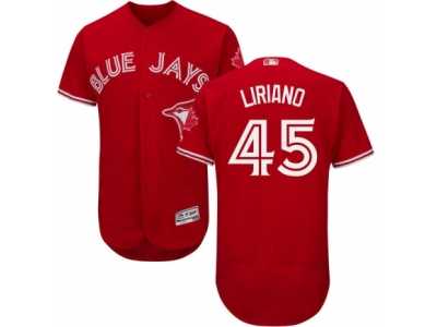 Men's Majestic Toronto Blue Jays #45 Francisco Liriano Red Flexbase Authentic Collection Canada Day MLB Jersey