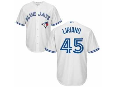 Men's Majestic Toronto Blue Jays #45 Francisco Liriano Replica White Home MLB Jersey