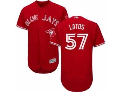 Men's Majestic Toronto Blue Jays #57 Mat Latos Red Flexbase Authentic Collection Canada Day MLB Jersey
