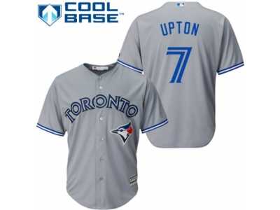 Men's Majestic Toronto Blue Jays #7 B.J. Upton Replica Grey Road MLB Jersey