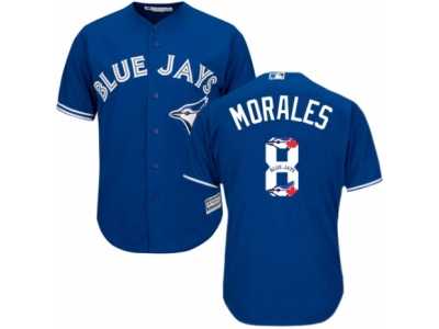 Men's Majestic Toronto Blue Jays #8 Kendrys Morales Authentic Blue Team Logo Fashion MLB Jersey