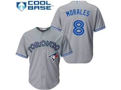 Men\'s Majestic Toronto Blue Jays #8 Kendrys Morales Replica Grey Road MLB Jersey