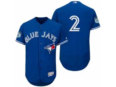 Men's Toronto Blue Jays #2 Troy Tulowitzki 2017 Spring Training Flex Base Authentic Collection Stitched Baseball Jersey