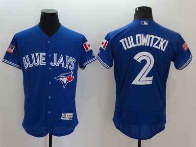 Men's Toronto Blue Jays #2 Troy Tulowitzki Royal Blue Stitched 2016 Fashion Stars & Stripes Flex Base Baseball Jersey