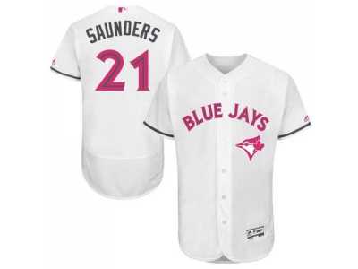 Men's Toronto Blue Jays #21 Michael Saunders White Flexbase Authentic Collection 2016 Mother's Day Stitched Baseball Jersey