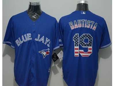 Toronto Blue Jays #19 Jose Bautista Blue USA Flag Fashion Stitched MLB Jersey