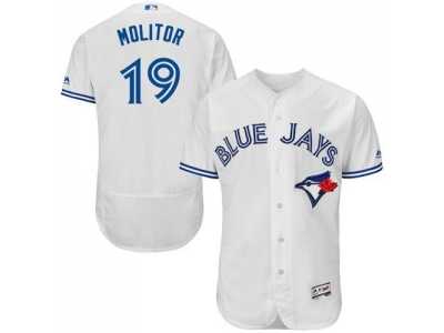 Toronto Blue Jays #19 Paul Molitor White Flexbase Authentic Collection Stitched Baseball Jersey
