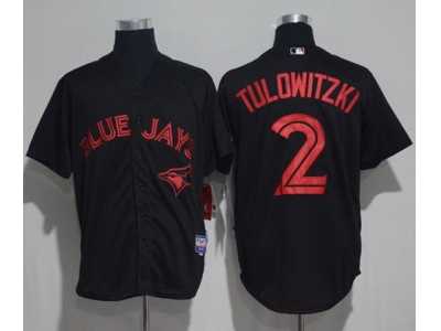 Toronto Blue Jays #2 Troy Tulowitzki Black Strip Stitched MLB Jersey