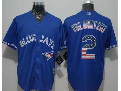 Toronto Blue Jays #2 Troy Tulowitzki Blue USA Flag Fashion Stitched MLB Jersey