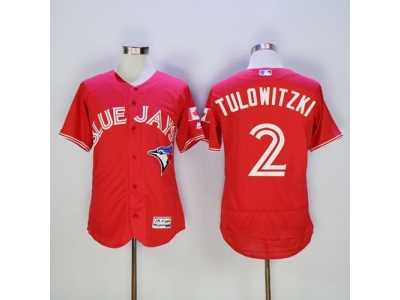 Toronto Blue Jays #2 Troy Tulowitzki Red Flexbase Authentic Collection Canada Day Stitched Baseball Jersey